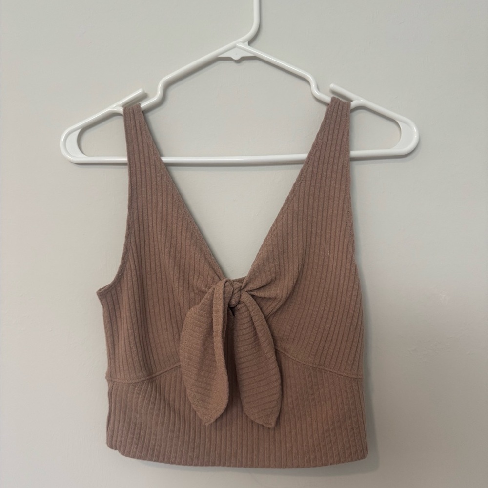 A&F Tan Ribbed Sweater Tank Top